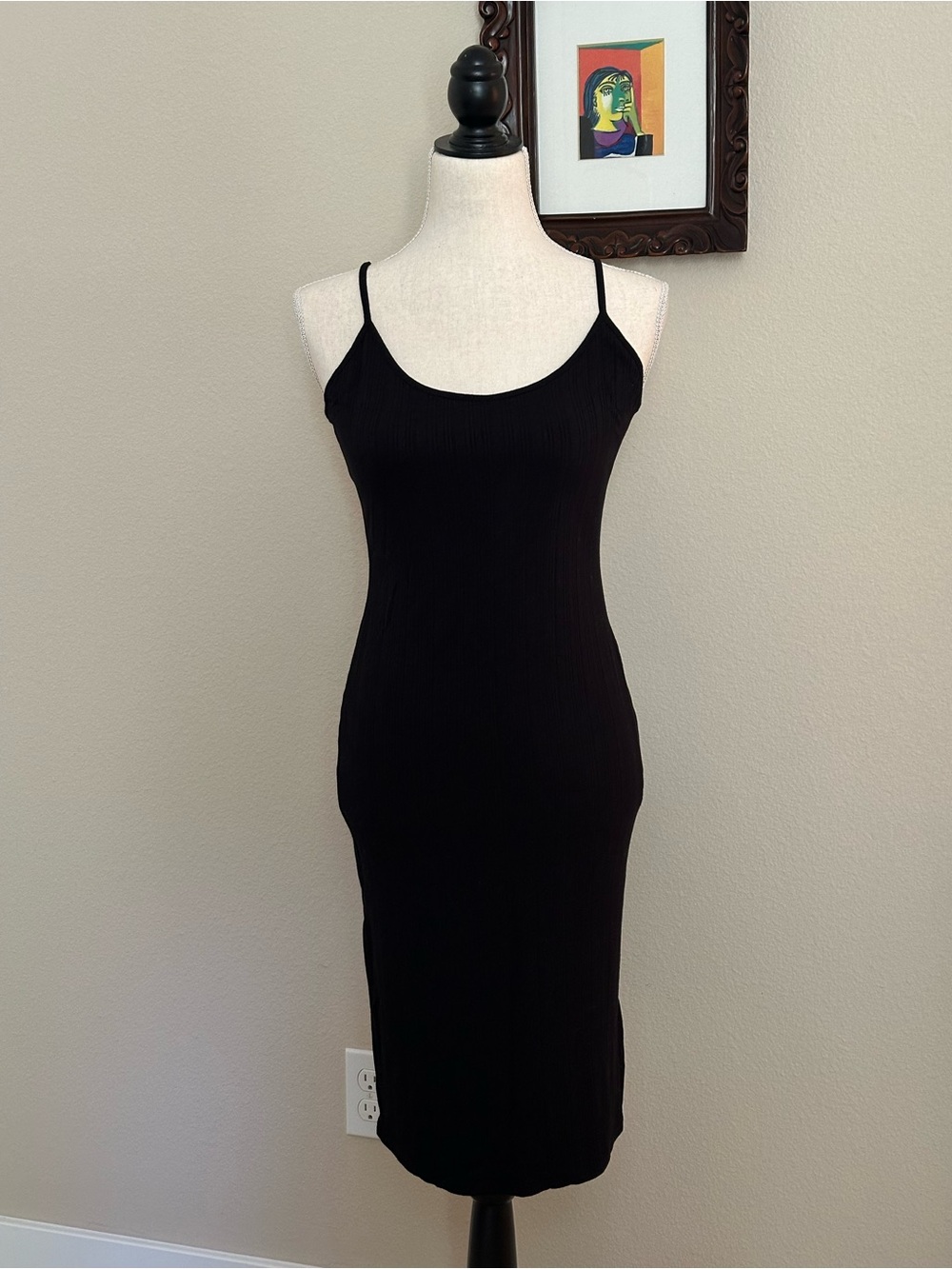 🌹Forever 21 black ribbed-knit, cami-midi dress NWOT